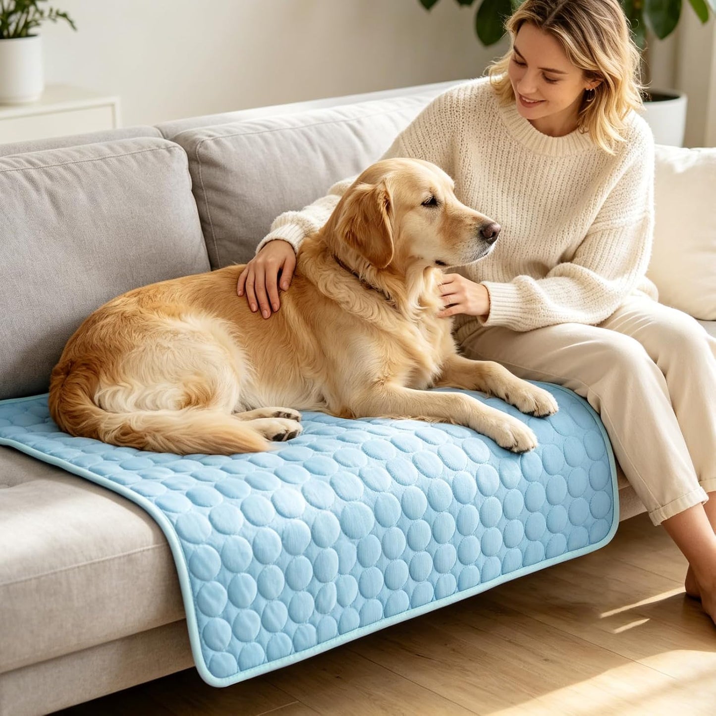 Premium Breathable Dog Cooling Mat for Large Breeds (Q-Max > 0.4) - Washable Non-Slip Cooling Pad for Crates, Kennels, Cars, and Outdoor Use, Suitable for Cats