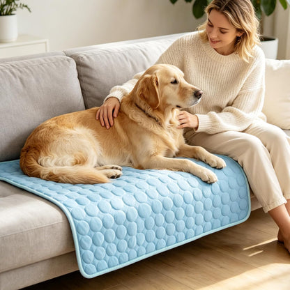 Premium Breathable Dog Cooling Mat for Large Breeds (Q-Max > 0.4) - Washable Non-Slip Cooling Pad for Crates, Kennels, Cars, and Outdoor Use, Suitable for Cats