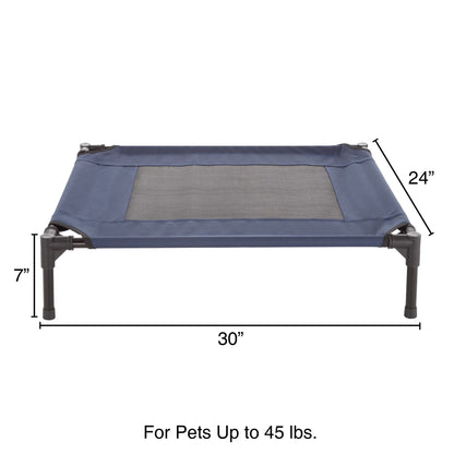 30X24-Inch Elevated Dog Bed - Indoor/Outdoor Cot for Pets (Blue)