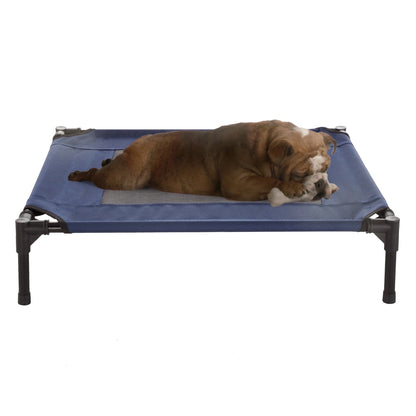 30X24-Inch Elevated Dog Bed - Indoor/Outdoor Cot for Pets (Blue)