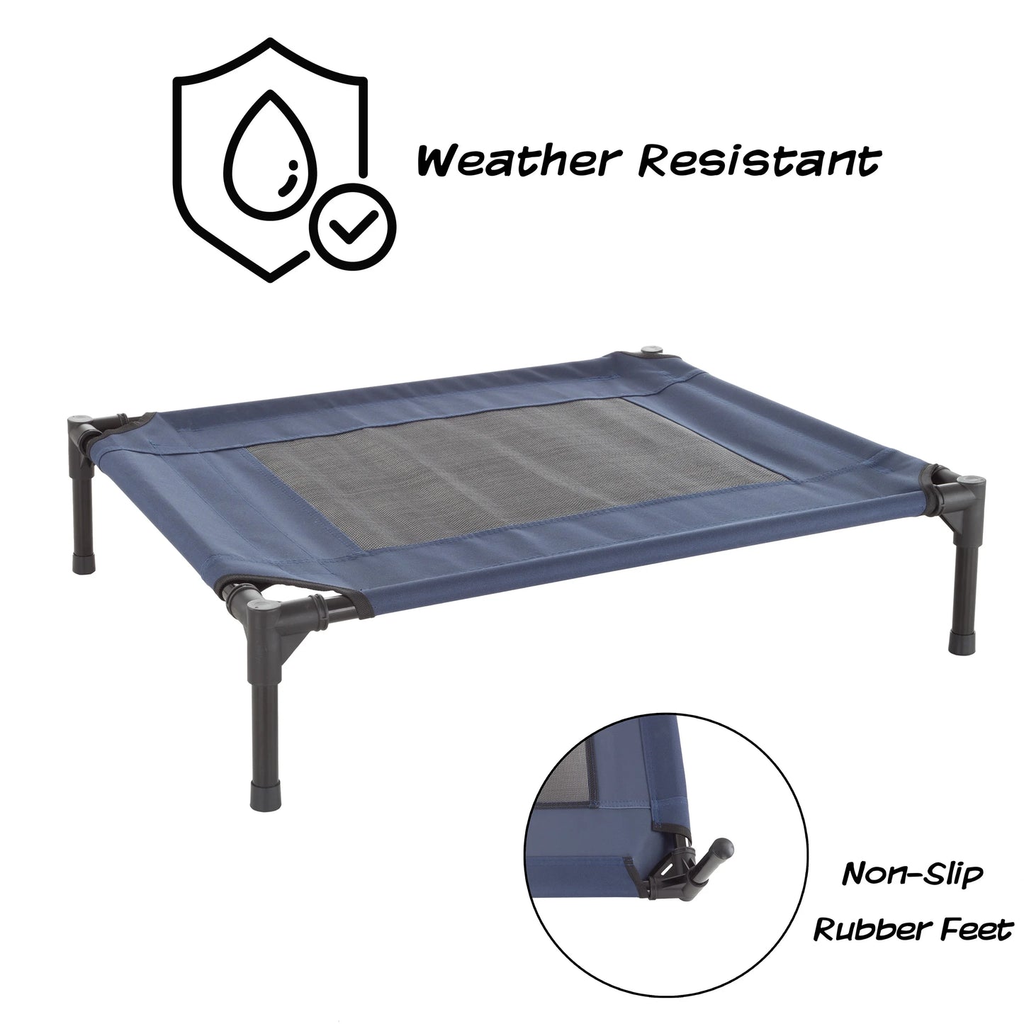 30X24-Inch Elevated Dog Bed - Indoor/Outdoor Cot for Pets (Blue)