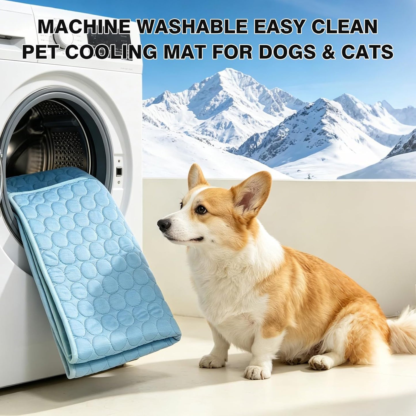 Premium Breathable Dog Cooling Mat for Large Breeds (Q-Max > 0.4) - Washable Non-Slip Cooling Pad for Crates, Kennels, Cars, and Outdoor Use, Suitable for Cats