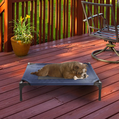 30X24-Inch Elevated Dog Bed - Indoor/Outdoor Cot for Pets (Blue)
